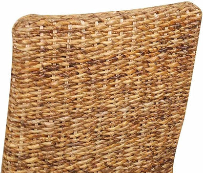 6-Pack Modern Farmhouse Dining Chairs Brown Handwoven Abaca Seat Solid Mango Wood Frame 18.5"x19.7"x38.2" Comfortable Kitchen Accent Chairs for Dining Room Living Room