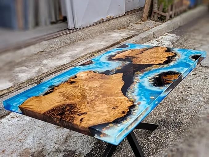 RESINHOMEFURNITURE Blue Ocean and Island Design Epoxy Resin Dining Table Living Room Table Conference Table Meeting Table Kitchen Table Hallway Table Entryway Table Side Table Home Décor