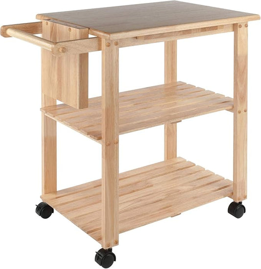 Winsome Mario Kitchen Cart, Rolling Utility & Serving Cart with Wheels for Snacks in Natural, Drinks, Kitchen Essentials, Storage & Organization for the Home or Apartment