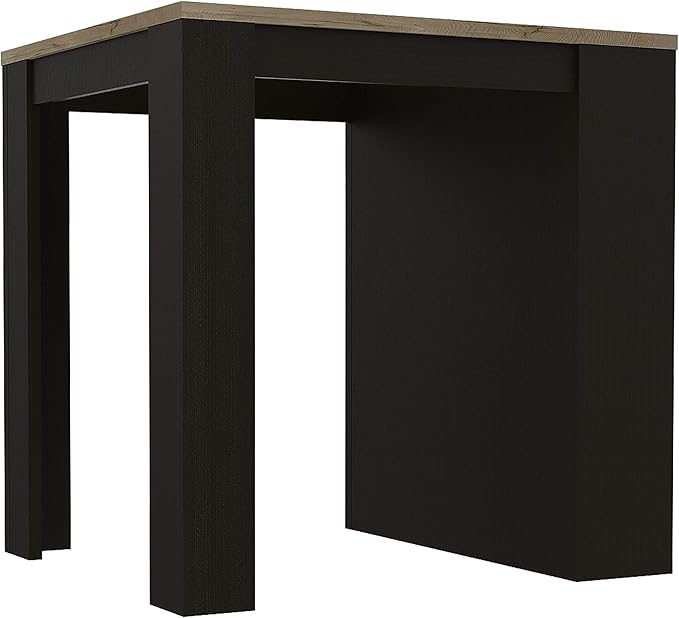 Modern Dining Table Kitchen Island with Three Side Shelves Sturdy Stable Easy Clean Adjustable Counter Console Living Room Luxury Decor,Black