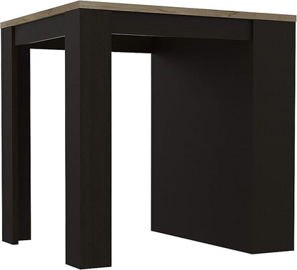 Modern Dining Table Kitchen Island with Three Side Shelves Sturdy Stable Easy Clean Adjustable Counter Console Living Room Luxury Decor,Black