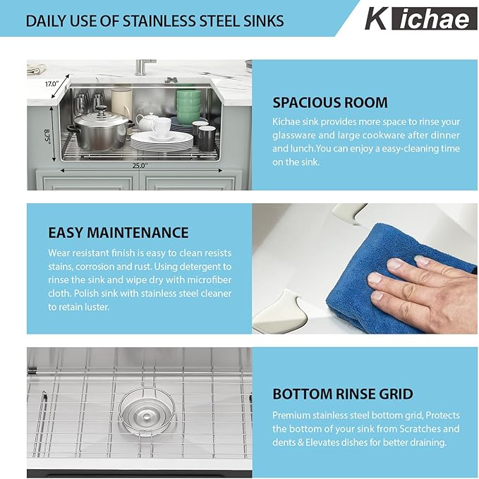 27 Undermount Kitchen Sink - Kichae 27"x19" Kitchen Sink Ledge Workstation Stainless Steel 18 Gauge Single Bowl Under Counter Sink Basin All In One Deep Sink With Cutting Board