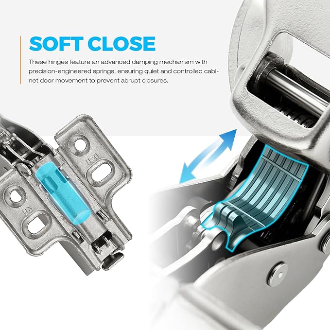 HOME EDIT 1 Pairs 2 Pack European Insert Soft Close Cabinet Hinges Concealed Kitchen Cabinet Hinges Heavy-Duty Frameless Adjustable for Cupboard Hardware