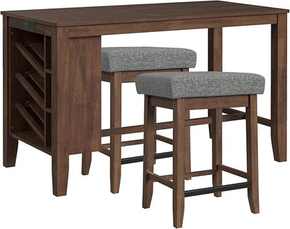 Picket House Furnishings Veronica Kitchen Island 2 Counter Stools - Grey/Walnut