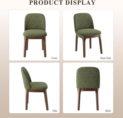 MALOL Wooden Dining Chairs Set of 6, Upholstered Kitchen & Dining Room Chairs with Thickened Wooden Legs, Farmhouse Side Chairs, Green