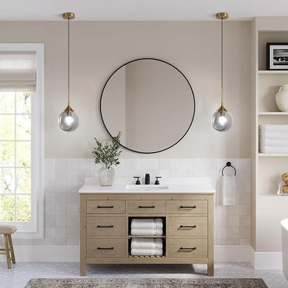 KCO Lighting Modern 1-Light Globe Pendant Light Mid Century Large Single Smoke Glass Hanging Light Brushed Brass Adjustable Pendant Light Fixture for Living Room Kitchen Island