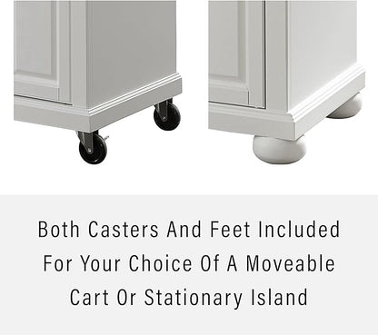 Crosley Furniture Alexandria Stainless Steel Top Rolling Kitchen Island Storage Cart, Spice Rack, White