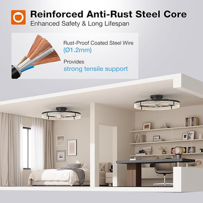 addlon Ceiling Fans with Lights and Remote, 24'' Low Profile Ceiling Fans, 3000-6000K Dimmable Modern Flush Mount LED Fan Light, Fandelier Ceiling Fan for Bedroom, Kitchen, Living Room, Black