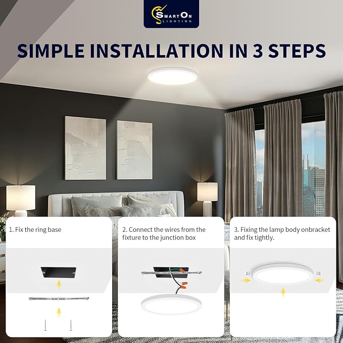 mw 4 Pack 7 Inch Flush Mount LED Ceiling Light Fixture, 14W, 120V, Dimmable, 2700K/3000K/3500K/4000K/5000K Selectable,90+ CRI, Low Profile Ceiling Light for Bedroom Hallway, ETL Certification