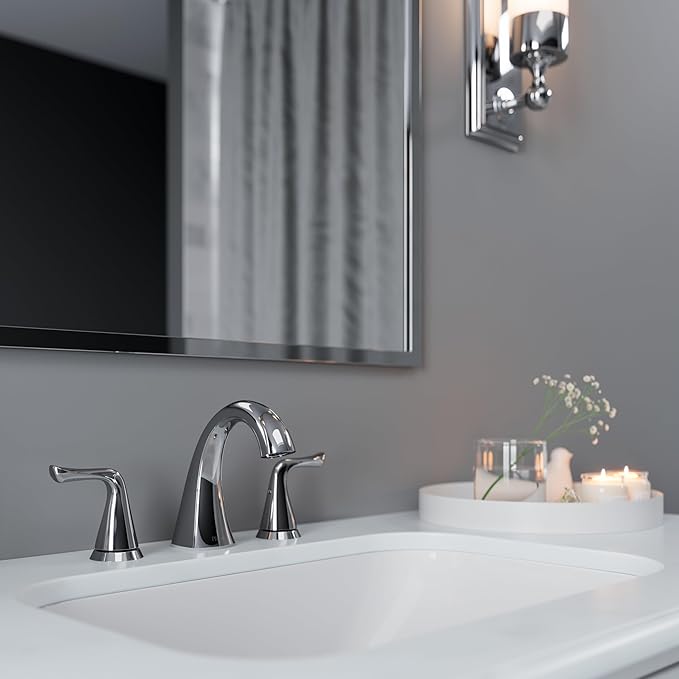 Pfister Willa Bathroom Sink Faucet, 8-Inch Widespread, 2-Handle, 3-Hole, NSF Certified, Polished Chrome Finish, LF049MALCC (Pack of 3)