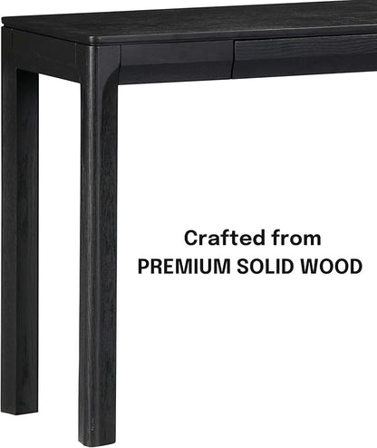 NTC Flow 47-Inch Console Table, Modern Solid Wood Entryway Table with Hidden Drawer, Waterproof & Heat Resistant, Narrow Table for Hallway, Living Room & Foyer, Burnt Black