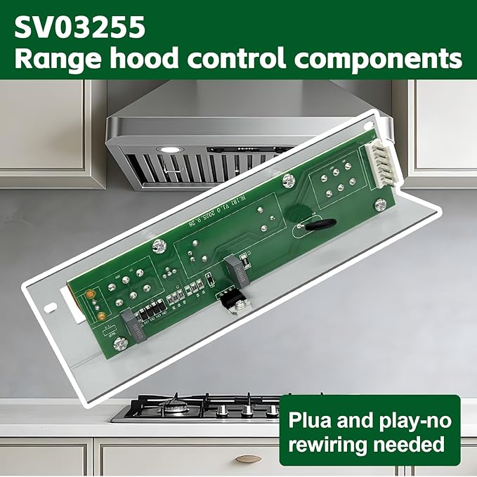 SV03255 Range Hood Control Board Replacement Control Assembly for Fan Speed and Lighting Control Compatible with K210A30SS, K210A36SS, K260A30SS, K260A36SS, K260A48SS, K260A54SS, K260A60SS