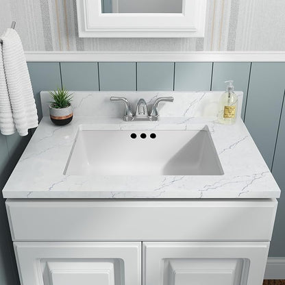 MSI 19.75” (L) x 15.75” (W) x 7.125” (H) Flat Rectangle Porcelain Ceramic Undermount Bathroom Vanity Vessel Sink, White