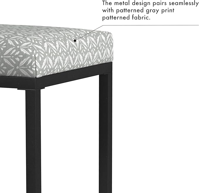 Homepop Home Decor | Modern 24-Inch Counter Stool | Backless Metal Frame Bar Stools Counter Height | Decorative Home Furniture, Light Gray Print
