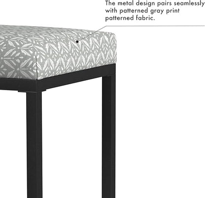Homepop Home Decor | Modern 24-Inch Counter Stool | Backless Metal Frame Bar Stools Counter Height | Decorative Home Furniture, Light Gray Print