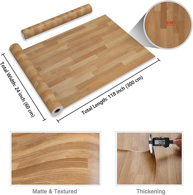 CRE8TIVE Brown Butcher Block Contact Paper Peel and Stick Shiplap Wallpaper Wood 24"x118" Self Adhesive Removable Faux Wood Vinyl Wrap Wood Grain Contact Paper for Countertops Kitchen Cabinets Table
