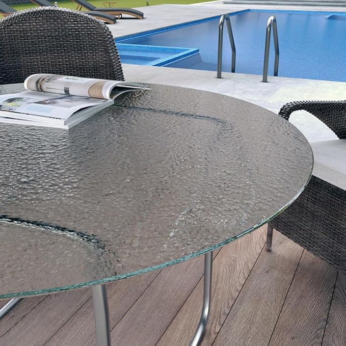 Royalty 60" Inch Round Tempered Glass Table Top – Clear Table Top Glass – Useful for Replacement, Tabletop Protector, Patio, Dining, Coffee, Desks -1/4" Aqualite Polished Edge
