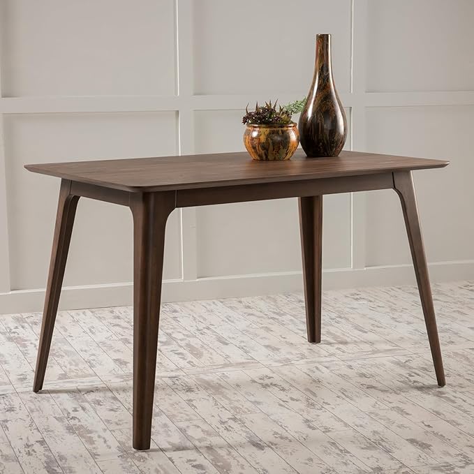 Mid - Century Modern Solid Wood Table with 4 Farmhouse Pcs Tapered Dining Table Legs for Kitchen Island, Bench - Natural Hardwood Replacement Legs (Walnut)