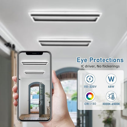 Dimmable Led Ceiling Light with Remote Control 31.5in Modern Linear Flush Mount Ceiling Lighting Fixture Acrylic Long Ceiling Lamp for Living Room Kitchen Dining Room Hallway