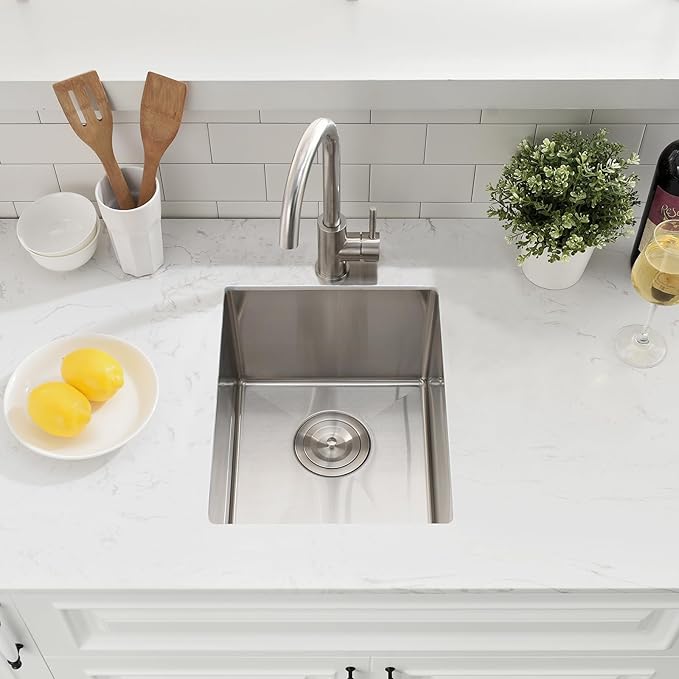 14 Inch Bar Sink Undermount,14x19 Undermount Bar Sink Stainless Steel Small Kitchen Sink 18 Gauge Single Bowl Kitchen Prep Sinks with Basket Strainer