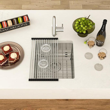 15 Undermount Kitchen Sink 15"x17"x8" Single Bowl 16 Gauge Stainless Steel Under Counter Single Bowl Kitchen Sinks Basin with Drain Strainer
