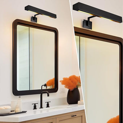 Hardwired Picture Lights for Wall 24in, Matte Black Bathroom Vanity Sconce over Mirror, Vintage Industrial Gooseneck Barn Light, Classic Art Lighting for Painting, Poster, Frame (Bulb Included)