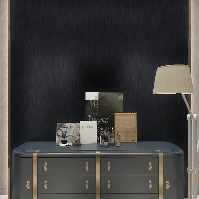 CRE8TIVE 24"x354" Brushed Black Stainless Steel Contact Paper Wide Thick Black Wallpaper Peel and Stick Waterproof Removable Self Adhesive Metallic Vinyl Paper for Kitchen Appliances Dishwasher Fridge