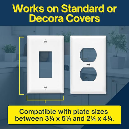 Power Perch Wall Outlet Shelf with Cord Storage Strap - Declutter & Reclaim Bathroom Counter Space - Alexa Stand, Apple Homepod Shelf, Toothbrush Holders Wall Mounted - White, 2-Pack