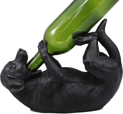 Ebros Lifelike Purebreed Pedigree Canine Adorable Black Labrador Retriever Dog Wine Bottle Holder Figurine Statue As Kitchen Wine Cellar Centerpiece Decor Storage Organizer