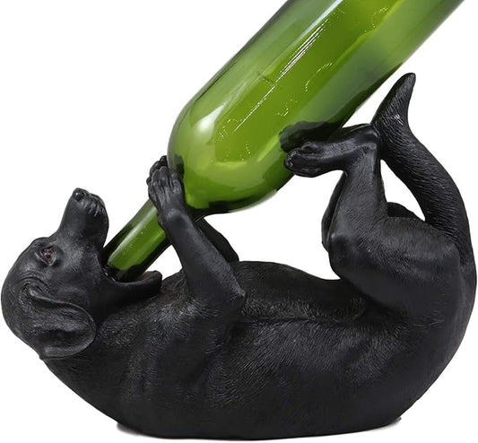 Ebros Lifelike Purebreed Pedigree Canine Adorable Black Labrador Retriever Dog Wine Bottle Holder Figurine Statue As Kitchen Wine Cellar Centerpiece Decor Storage Organizer
