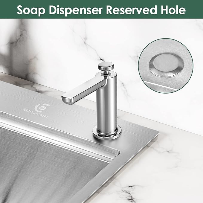 30 Inch Stainless Steel Kitchen Sink 16 Gauge Drop In Single Bowl Workstation Sink 2-Hole Top Mount Kitchen Basin with 5 Accessories (Brushed Nickel)