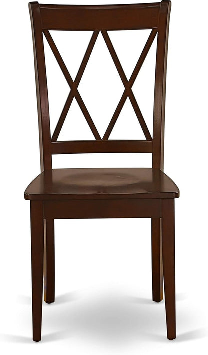 East West Furniture CLC-MAH-W Clarksville Dining Chairs - Double Cross Back Solid Wood Seat Chairs, Set of 2, Mahogany
