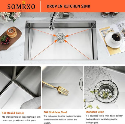 36x19 Undermount Kitchen Sink - 16 Gauge Satainless Steel Undermount Kitchen Sink 36 Inch,10 Inch Deep Single Bowl Workstation Sinks with Accessories