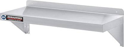 DuraSteel Heavy Duty Wall Mount Shelf - 36" Wide x 14" Deep Classic Stainless Steel Wall Floating Shelves - NSF Metal Storage Wall Shelves - For Commercial Kitchen, Laundry Room, Garage, Food Truck