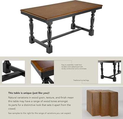 Bush Home 67-Inch Dining Table for 4-6 People, Squire Trestle Farmhouse Rectangular Wood Dining Room Table, Kitchen, Living Room, Sterling Dining Collection, Burnished Medium Brown and Black Paint