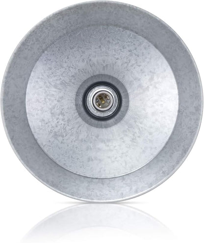 14-inch Industrial Galvanized Pendant Barn Light Fixture with 10ft Adjustable Cord, Ceiling-Mounted Vintage Hanging Light Fixture for Indoor Use, 120V Hardwire, E26 Base LED Compatible, UL Listed