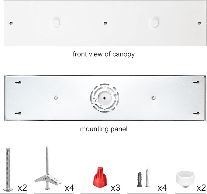 Three Pendant Light Linear Canopy Accessory Light Kit, 26 inch Flush Mount Cluster Canopy, Hanging 3 Lights with One Outlet Box for Kitchen Island, Mounting Hardware Included, Matte White
