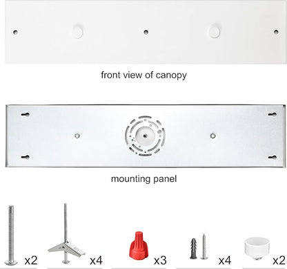 Three Pendant Light Linear Canopy Accessory Light Kit, 26 inch Flush Mount Cluster Canopy, Hanging 3 Lights with One Outlet Box for Kitchen Island, Mounting Hardware Included, Matte White