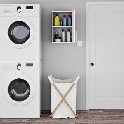 Prepac Elite 16" Wall Cabinet, White Storage Cabinet with 1 Adjustable Shelves, Storage for Pantry, Kitchen and Bathroom 16" D x 16" W x 24" H, WEW-1624