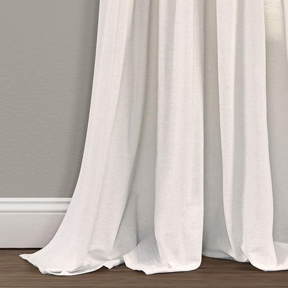 Lush Decor Linen Button Window Curtain Panel, Single, 40" W x 108" L, Black & White - Country Curtains - Rustic Decor - Color Block Modern Farmhouse Curtains For Living Room, Bedroom & Dining Room
