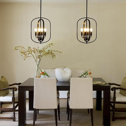Black Chandelier for Dining Room Light Fixture, Modern Farmhouse Chandelier for Entryway Foyer Lighting Fixtures, Pendant Lights Kitchen Island Hanging Rustic Small Chandelier for Living Room