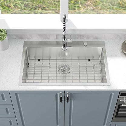 33 Inch Drop In Kitchen Sink - Oumuch 33x22x9 Inch Stainless Steel Kitchen Sinks Single Bowl Drop In Sink 16 Gauge Single Bowl Topmount Sink