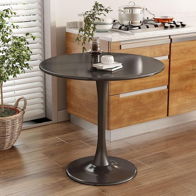 32" Sturdy Island Table, Rustic Dining Table with MDF Top, Farmhouse Dining Table for Small Spaces, Black
