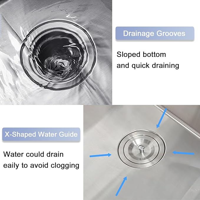 VAPSINT 25x22 Inch Drop In Kitchen Sink, 25 Inch Top Mount 16 Gauge Stainless Steel Single Bowl Deep Small Kitchen Sink, RV Laundry Utility Sinks with Basket Strainer