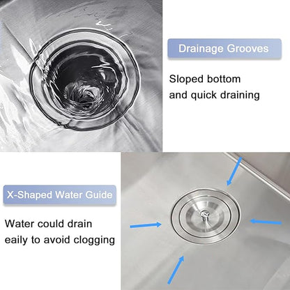 VAPSINT 25x22 Inch Drop In Kitchen Sink, 25 Inch Top Mount 16 Gauge Stainless Steel Single Bowl Deep Small Kitchen Sink, RV Laundry Utility Sinks with Basket Strainer