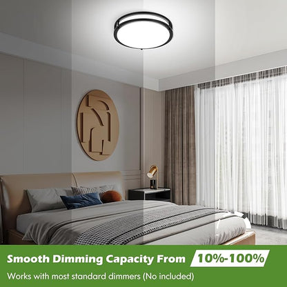 GoBright 16 Inch 50W LED Ceiling Lights, Dimmable Black Flush Mount Ceiling Light, 2700K/3000K/4000K/5000K/6500K Adjustable, 5400LM Super Bright Ceiling Lamp for Bedroom Kitchen Office, 1-Pack