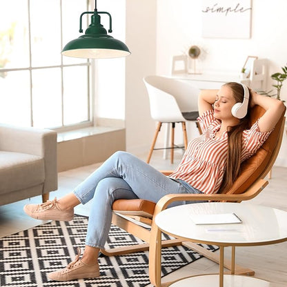 Farmhouse Pendant Light, 12.5inch, 2 Packs Green Kitchen Pendant Lights, Modern Pendant Lights, Pendant Lights Kitchen Island, Pendant Light for Bedroom, Office, Kichen Sink, Library