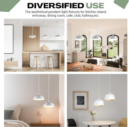 12 Pack Industrial Mini Pendant Light Kit Bulk, UL E26/E27 Lamp Socket 3.28 ft Adjustable Hanging Light Cord Kit Edison Vintage Retro Ceiling Lamp Fixture for Kitchen Bar Decor(White)