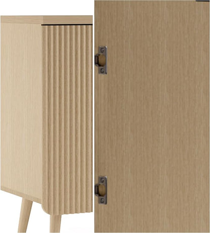 FONTOI Buffet Cabinet, Sideboard Fluted Cabinet Modern Kitchen Buffet Storage Cabinets with Doors and Shelves, Wood Farmhouse Coffee Bar Station for Entryway & Dining Room & Living Room, Wood