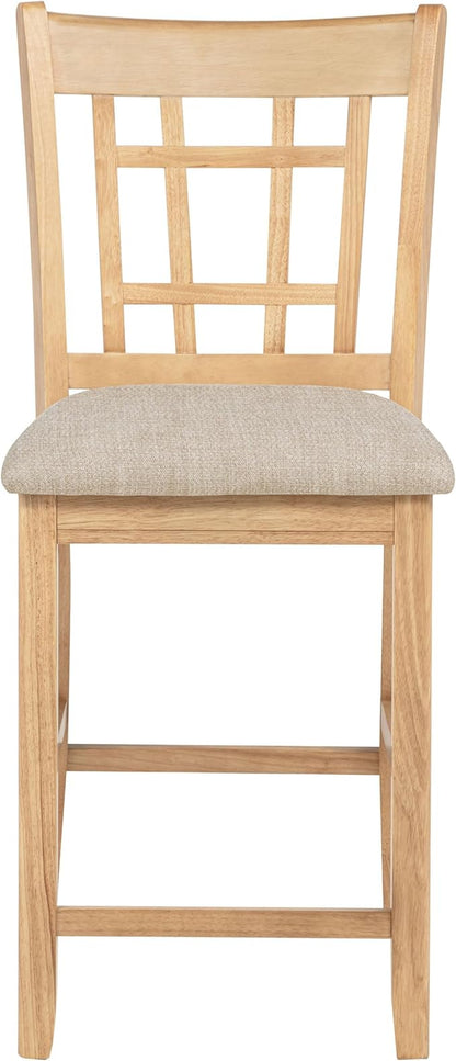 Coaster Home Furnishings - LAVON - 5-Piece Counter Height Dining Set - Oval Extendable Table with Storage & 4 Upholstered Chairs - Dining Room & Kitchen - Light Oak - 106628-S5